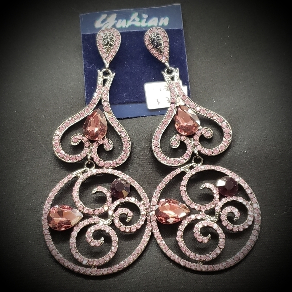 Purple Amethyst Rhinestone Earrings